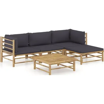 Zahradní sestava zahrada-XL 5dílná zahradní sedací souprava + tmavě šedé podušky bambus 3058194