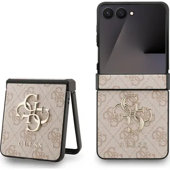 Pouzdro na mobilní telefon Zadní kryt Guess PU 4G Metal Logo pro Samsung Galaxy Z Flip 7 Pink