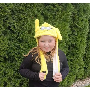 LED plyšová čepice s pohyblivýma ušima Mimoň - žlutá