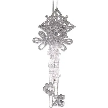 Vánoce Casa de Engel Plastový závěsný klíč - stříbrný - sada 2ks