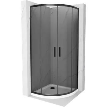 Mexen Rio sprchový kout půlkruhový 90 x 90 cm, grafit, černá + vanička Flat, bílá - 863-090-090-70-40-4110B Sprchové kouty s vaničkou