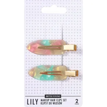 Sister Young Lily Pink zelená - sponky do vlasů, sponky na líčení, 2 ks