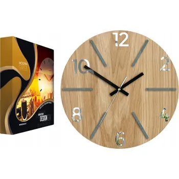 Hodiny Nástěnné hodiny dřevěné dubové akrylové Aksel Wood White Mirror Kulatý