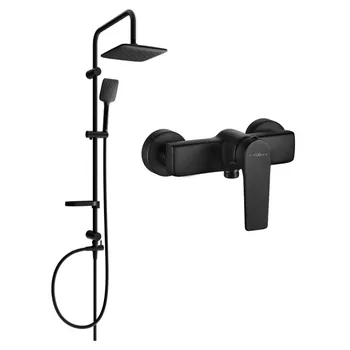 Sprchový set Mexen Sven nástěnná sprchová sada s dešťovou sprchou a sprchovou baterií Lynx, černá - 745940262-70 Nástěnné sprchové systémy