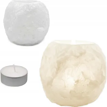 Svíčka Solný svícen BÍLÝ himalájská sůl ionizátor + přírodní sójová svíčka
