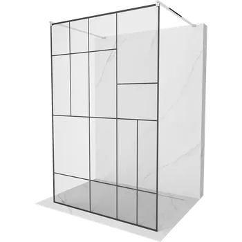 Mexen Kioto volně stojící sprchová stěna 120 x 200 cm, černý vzor 8 mm, chrom - 800-120-002-01-78 Sprchové stěny