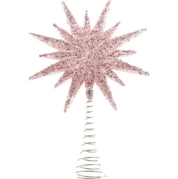 Vánoce Casa de Engel Plastová špička na vánoční stromek - růžová hvězda