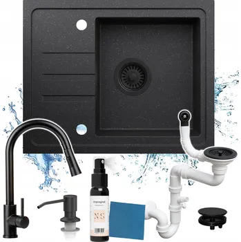 Granitový dřez SET DŘEZ JEDNOKOMOROVÝ GRANITOVÝ S OD KAPÁVACÍ PLOCHOU MALÝ 55x44