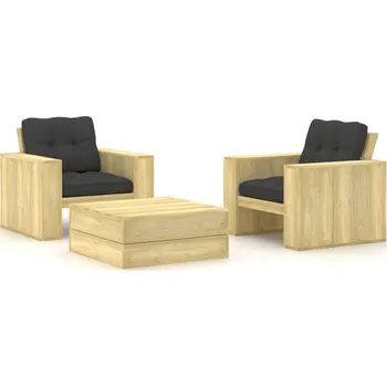 Zahradní sestava zahrada-XL 3dílná zahradní sedací souprava a podušky impregnovaná borovice 3065804