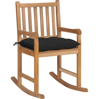 zahrada-XL Houpací křeslo s černou poduškou masivní teak 3062779