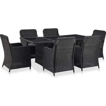 Zahradní sestava zahrada-XL 7dílný zahradní jídelní set polyratan černý 3057808