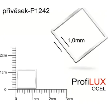 Přívěsek Přívěsek Ocel ozn-P1242 ČTVEREC velikost 12x12mm. Síla 1,0mm. Řada přívěsků ProfiLUX