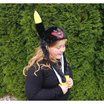 plyšák LED plyšová čepice s pohyblivýma ušima Huggy Wuggy - černá