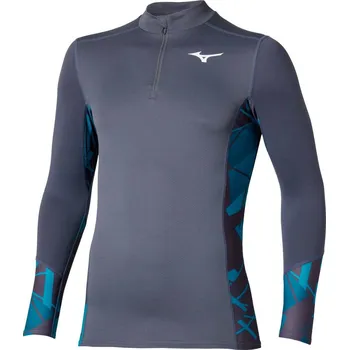 Pánské termoprádlo Pánské termo triko Mizuno Virtual Body G5 Half Zip(M) / Odyssey Gray / Capri Breeze Velikost: S