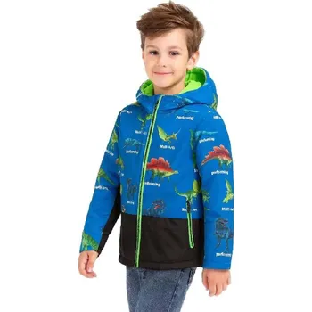 KUGO DĚTSKÁ ZIMNÍ BUNDA S DINOSAURY BF Modrá 122/128