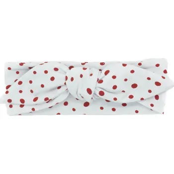 Čelenka Dětská čelenka s mašlí bílá s červenými puntíky 0-2r