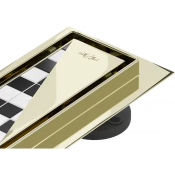 Odvodňovací žlab Mexen Flat M13 odtokový kanálek 2v1 140 cm, zlatý - 1510140 Lineární podlahové odtoky