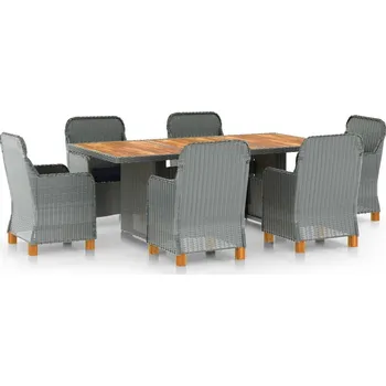 Zahradní lavice zahrada-XL 7dílný zahradní jídelní set s poduškami polyratan světle šedý 3060172