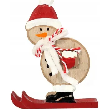 Obraz SNĚHULÁK DŘEVĚNÁ FIGURKA 13CM VÁNOČNÍ DEKORACE