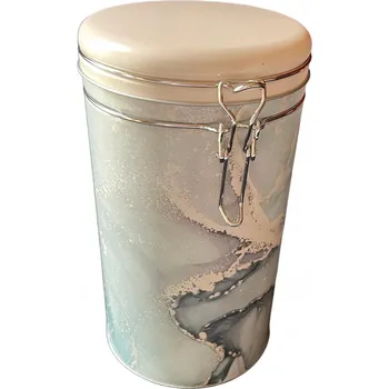 Dóza na potraviny PLECHOVKA NA KÁVU ČAJ SMUKEE KOVOVÁ s klipem