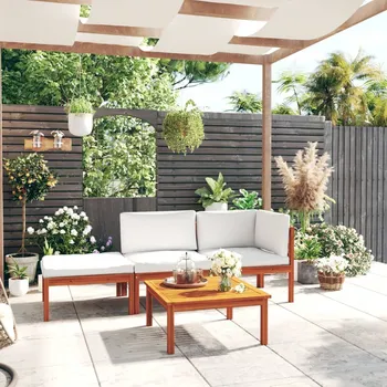 Zahradní sestava zahrada-XL 4dílná zahradní sedací souprava s polštáři krémová 63 x 63 cm 3057904