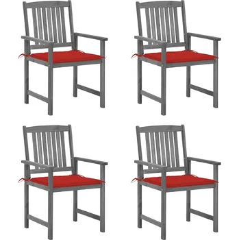 zahrada-XL Zahradní židle s poduškami 4 ks šedé masivní akáciové dřevo 3061234