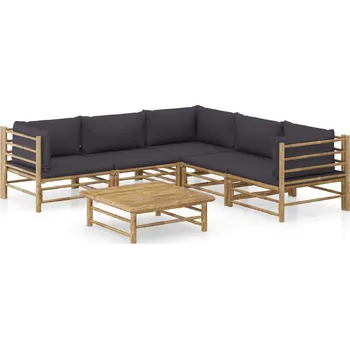 Zahradní lavice zahrada-XL 6dílná zahradní sedací souprava + tmavě šedé podušky bambus 3058214