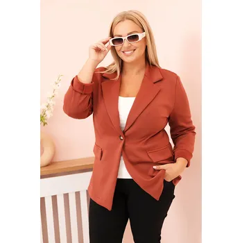 Kesi Dámské sako 21454 Plus Size s dlouhým rukávem a límcem Barva: Červená, Velikost: UNI