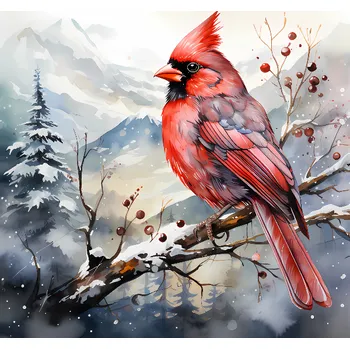 Látkový panel - Red Kardinál - ZIM-173 Velikost: 15x15cm, Materiál: Kočárkovina