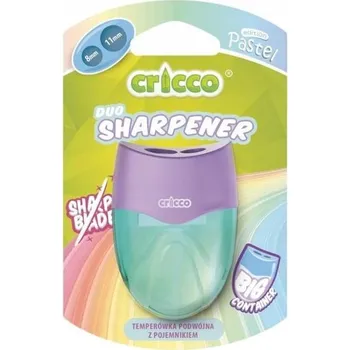 Ořezávátko Ořezávátko dvojité s nádobkou plastové Cricco na tužky a pastelky