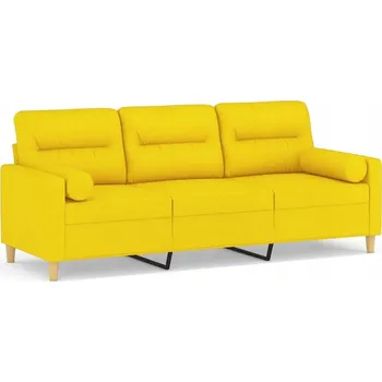 Pohovka Třímístná pohovka světle žlutá 198x77x80 cm + 2 polštáře 15x50 cm