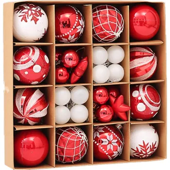 Vánoční dekorace Vánoční Baňky na stromeček 42 ks plastové 3-6 cm nerozbitné