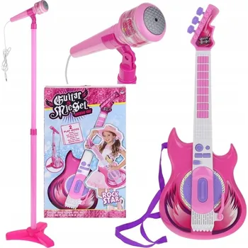 Hudební nástroj pro děti Elektrická kytara pro děti s mikrofonem a stativem