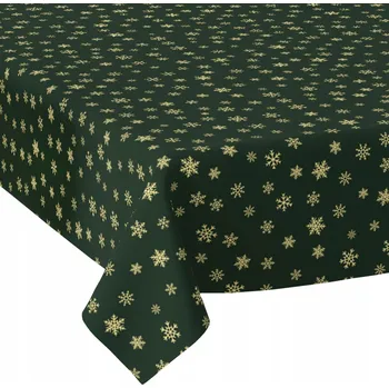 ubrus UBRUS NA STŮL zelený vánoční 140x300cm PLAMOODPORNÝ MATNÝ HRUBÝ HLADKÝ
