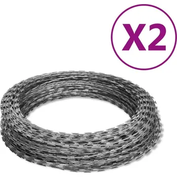 Plot zahrada-XL Žiletkový ostnatý drát 2 ks nerezová ocel 100 m 3057512
