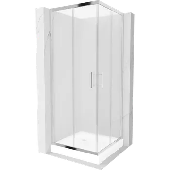 Mexen Rio čtvercová sprchová kabina 80 x 80 cm, mrazivá, chrom + vanička Rio, bílá - 860-080-080-01-30-4510 Sprchové kouty s vaničkou