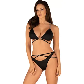 Podprsenka Jedinečný set Cobra Nive set - Obsessive L/XL Černá