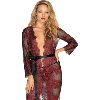 Dámský župan Luxusní župan Redessia peignoir - Obsessive L/XL Červená