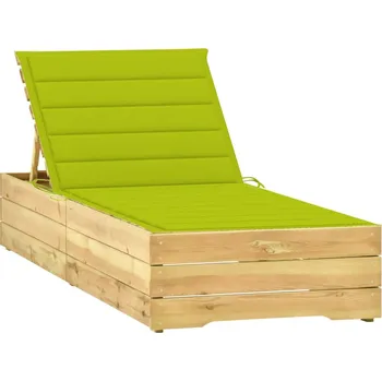 Zahradní lehátko zahrada-XL Zahradní lehátko se zelenou poduškou impregnované borové dřevo 3065920