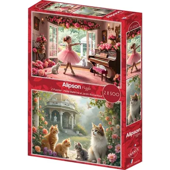 Puzzle Alipson 2x500 Malá baletka a romantická zahrada 500 dílků