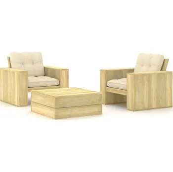 Zahradní sestava zahrada-XL 3dílná zahradní sedací souprava a podušky impregnovaná borovice 3065806