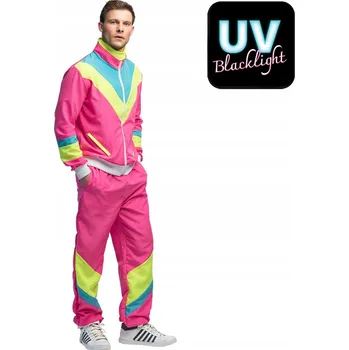 Karnevalový kostým TEPLÁKOVKA PÁNSKÝ RETRO 80. LÉTA RŮŽOVÝ ORTALION DISCO KOSTÝM XXL