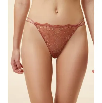 Kalhotky ETAM HNĚDÉ PRŮSVITNÉ TANGA (36)