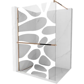 Mexen Kioto+ sprchová stěna s policí Walk-in 90 x 200 cm, bílá vlna, růžové zlato - 800-090-121-60-97 Sprchové stěny