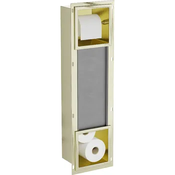 Mexen X-Wall-BP držák na toaletní papír s zásobníkem, zlatý kartáčovaný - 1954 Držák na toaletní papír