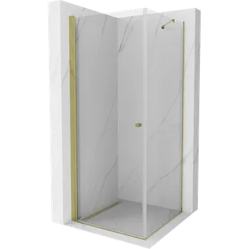 Mexen Pretoria sprchový kout s otevíracími dveřmi 100 x 100 cm, transparentní, zlatý - 852-100-100-50-00 Sprchové kouty