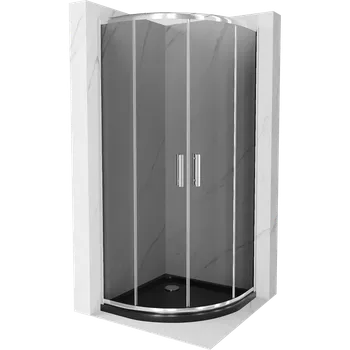 Mexen Rio sprchový kout půlkruhový 90 x 90 cm, grafit, chrom + vanička Flat, černý - 863-090-090-01-40-4170 Sprchové kouty s vaničkou