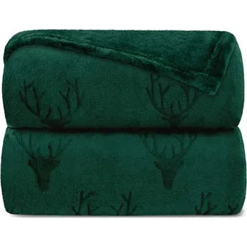 deka Vánoční deka NOBLE Deer 150x200 cm - tmavě zelená