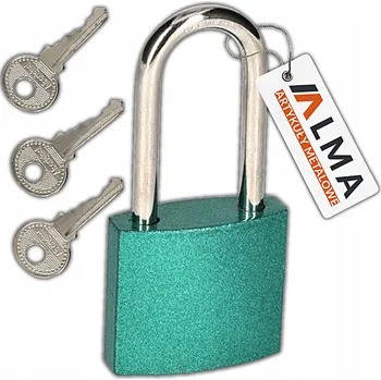 Visací zámek VISACÍ ZÁMEK S PRODLOUŽENÝM OBLOUKEM AB 30mm, průměr oka 5.0x34mm, MIX BAREV, 3 KLÍČE