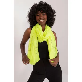 Viskózový šátek s aplikací model 33628 neonově žlutý